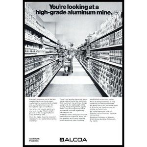 1973 Alcoa Aluminum Pass It On Recycling Vintage Print Ad Supermarket Wall Art